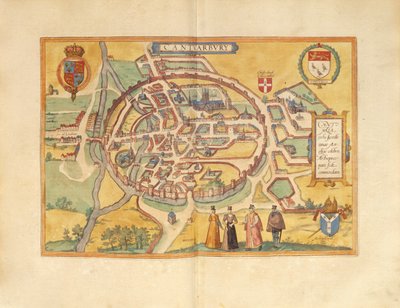 Kaart van Canterbury uit Civitates Orbis Terrarum door Georg Braun door Georg Braun and Hogenberg Franz