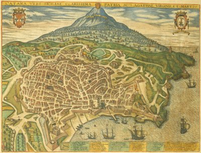 Kaart van Catania uit Civitates Orbis Terrarum door Georg Braun door Georg Braun and Hogenberg Franz