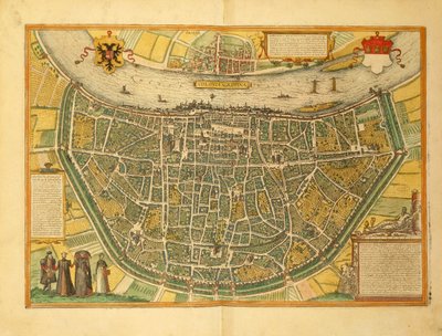 Kaart van Keulen uit Civitates Orbis Terrarum door Georg Braun door Georg Braun and Hogenberg Franz