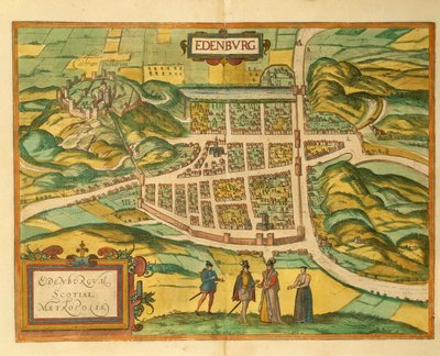 Kaart van Edinburgh uit Civitates Orbis Terrarum door Georg Braun door Georg Braun and Hogenberg Franz