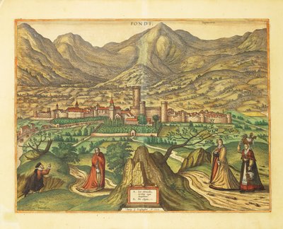 Kaart van Fondi, regio Lazio uit Civitates Orbis Terrarum door Georg Braun and Hogenberg Franz