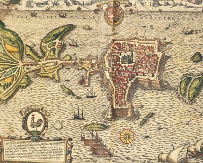 Kaart van Gallipoli uit Civitates Orbis Terrarum door Georg Braun and Hogenberg Franz
