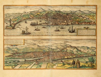 Kaart van Genua en Florence uit Civitates Orbis Terrarum door Georg Braun door Georg Braun and Hogenberg Franz