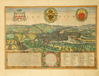 Kaart van Luik uit Civitates Orbis Terrarum door Georg Braun door Georg Braun and Hogenberg Franz
