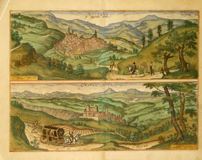 Kaart van Nocera en Castelnuovo uit Civitates Orbis Terrarum door Georg Braun door Georg Braun and Hogenberg Franz