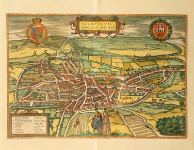 Kaart van Norwich uit Civitates Orbis Terrarum door Georg Braun door Georg Braun and Hogenberg Franz