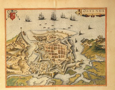 Kaart van Oostende uit Civitates Orbis Terrarum door Georg Braun door Georg Braun and Hogenberg Franz