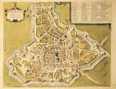 Kaart van Padua uit Civitates Orbis Terrarum door Georg Braun door Georg Braun and Hogenberg Franz