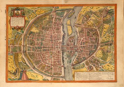 Kaart van Parijs uit Civitates Orbis Terrarum door Georg Braun door Georg Braun and Hogenberg Franz
