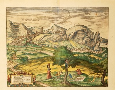 Kaart van Terracina, Lazio regio uit Civitates Orbis Terrarum door Georg Braun door Georg Braun and Hogenberg Franz