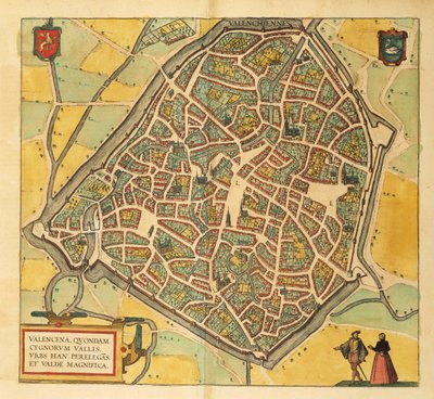 Kaart van Valenciennes uit Civitates Orbis Terrarum door Georg Braun door Georg Braun and Hogenberg Franz