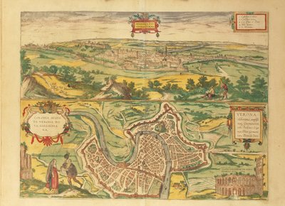 Kaart van Verona uit Civitates Orbis Terrarum door Georg Braun door Georg Braun and Hogenberg Franz