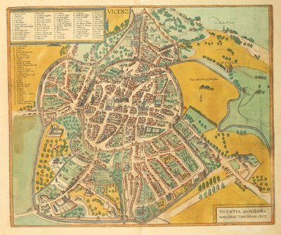 Kaart van Vicenza uit Civitates Orbis Terrarum door Georg Braun door Georg Braun and Hogenberg Franz