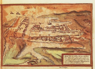 Kaart van het eiland Malta, uit Civitates Orbis Terrarum door Georg Braun door Georg Braun and Hogenberg Franz