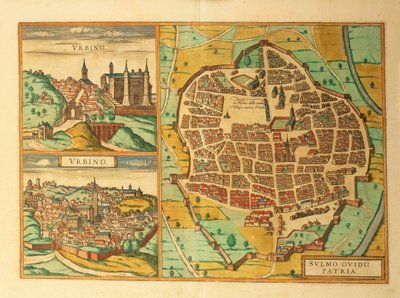 Kaarten van Urbino en Sulmona, Abruzzen en Marken regio