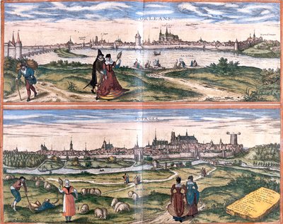 Orléans, Bourges, Frankrijk door Georg and Hogenberg Franz (1535 90) Braun