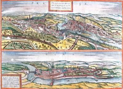 Praag, Cheb, Tsjechië door Georg and Hogenberg Franz (1535 90) Braun