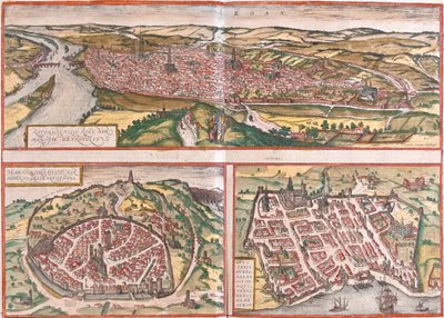 Rouen, Nimes, Bordeaux, Frankrijk door Georg and Hogenberg Franz (1535 90) Braun