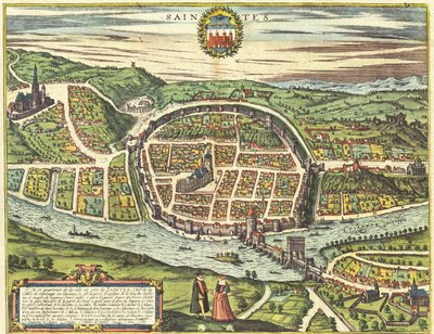 Saintes, Frankrijk door Georg and Hogenberg Franz (1535 90) Braun