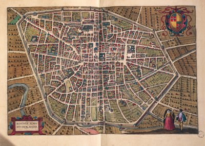 De stad Bologna, uit Civitates Orbis Terrarum door Georg Braun and Hogenberg Franz