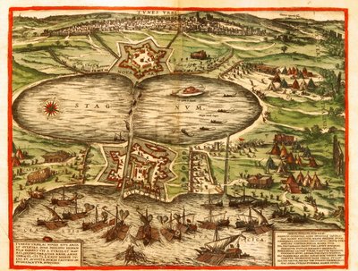 Tunis, Carthago, Tunesië door Georg and Hogenberg Franz (1535 90) Braun