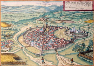 Uitzicht op Novara door Georg Braun and Hogenberg Franz
