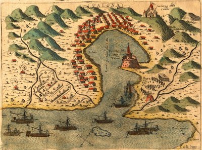 Vlore, Griekenland door Georg and Hogenberg Franz (1535 90) Braun
