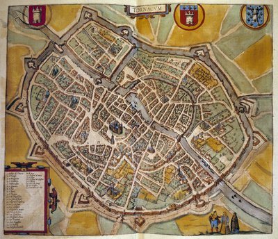 Kaart van de stad Tours in Frankrijk. Gravure uit de Atlas van 