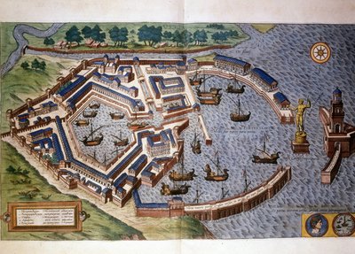 Haven van Ostia (Ostia) Oud, Atlas Bram en Hopely door Georg Braun and Hogenberg Franz