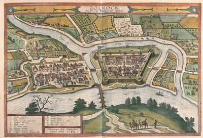 Szolnok, Hongarije door Georg Braun and Hogenberg Franz