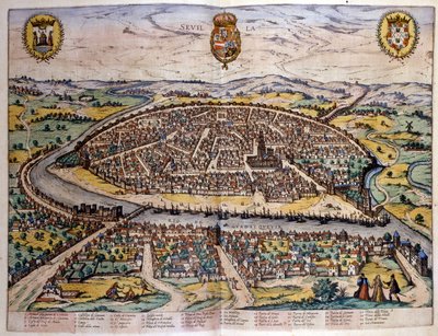 Vue de Séville volgens de Atlas van Braun en Hogenberg door Georg Braun and Hogenberg Franz