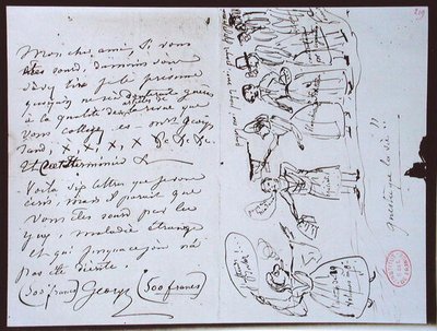 Brief van George Sand aan Francois Buloz, redacteur van de 