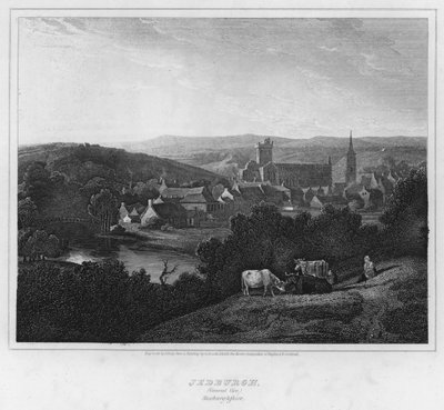 Jedburgh, algemeen uitzicht, Roxburghshire door George (after) Arnald