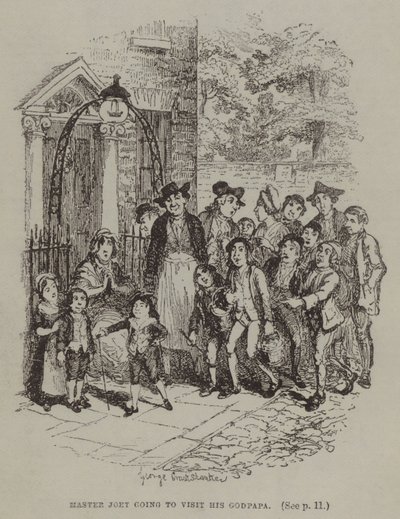 Meester Joey gaat op bezoek bij zijn peetvader door George (after) Cruikshank