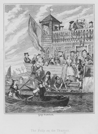 De dwaasheid op de Theems door George (after) Cruikshank