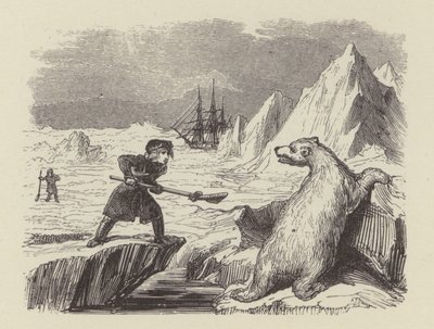 De jonge Nelson die een ijsbeer doodt door George (after) Cruikshank