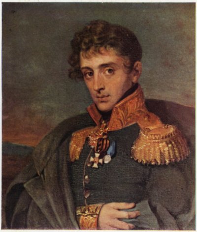 Portret van Alexander Tuchkov (kleurenlitho) door George (after) Dawe
