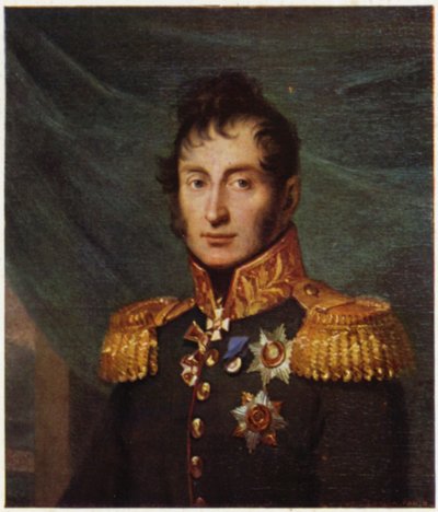 Portret van Nikolaj Toetsjkov (kleurenlitho) door George (after) Dawe