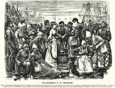 Punch cartoon: Billingsgate a la Francaise (gravure) door George (after) Du Maurier