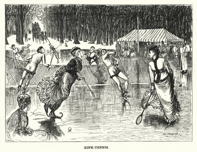 Punch cartoon: Rink-Tennis (gravure) door George (after) Du Maurier