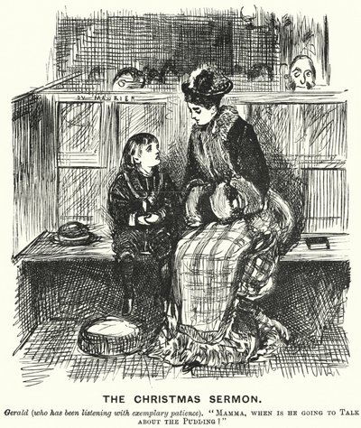 Punch cartoon: De Kerstpreek door George (after) Du Maurier