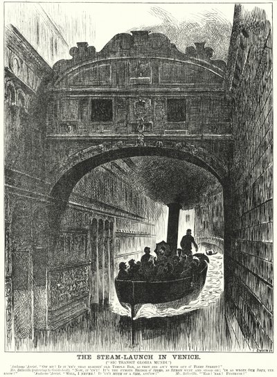 Punch cartoon: De Stoomlancering in Venetië door George (after) Du Maurier