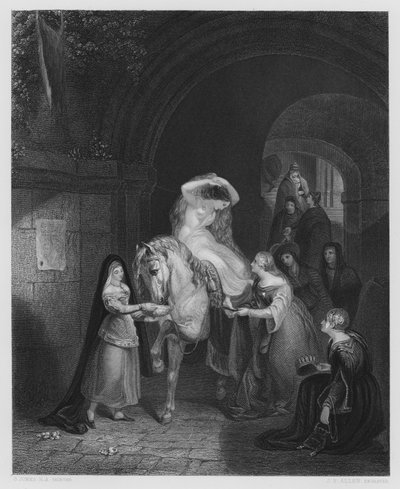 Lady Godiva, van het schilderij in de Vernon Gallery door George (after) Jones