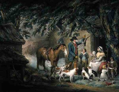 Avond, of De terugkeer van de jager, gegraveerd en uitgegeven door Joseph Grozer door George (after) Morland