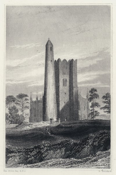 De Ronde Toren Belfort en Kerk van Swords door George (after) Petrie