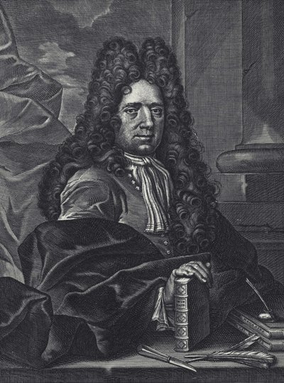 Portret van George Shelley, Engelse kalligraaf uit de 18e eeuw, gravure door George Bickham door George (c.1706–71) Bickham