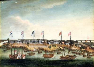 De Hongs in Canton, voor 1820 door George (follower of) Chinnery