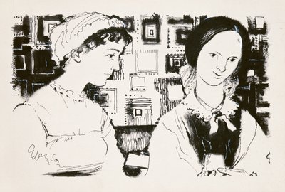 Jane Austen (1775-1817) en Charlotte Bronte (1816-55) - een denkbeeldige ontmoeting door George Adamson