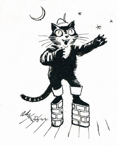 Puss in (brick-wall platform) boots door George Adamson