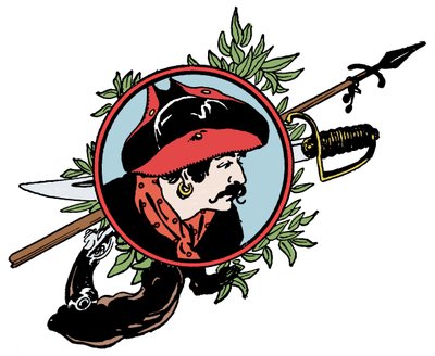 Medallion met portret van piraat Illustratie uit 